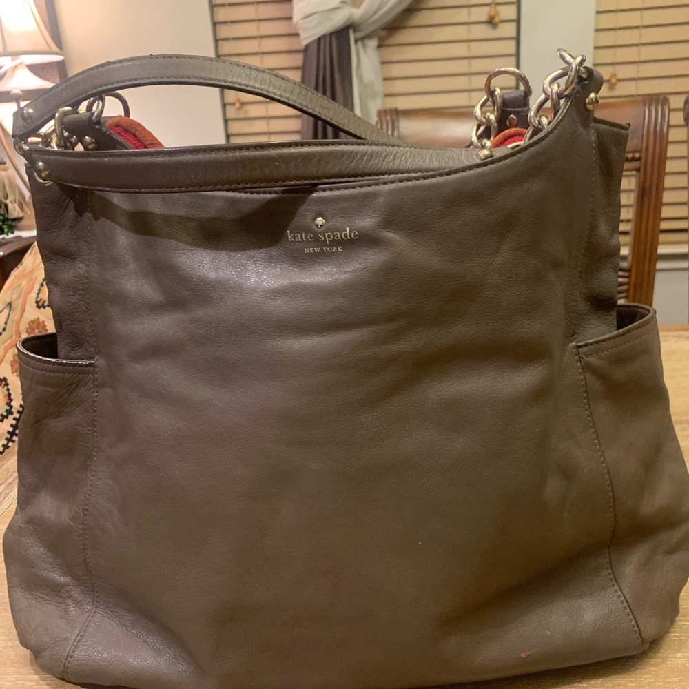 Kate Spade Extra Large Brown Pebbled Leather shoulder bag with gold hardware